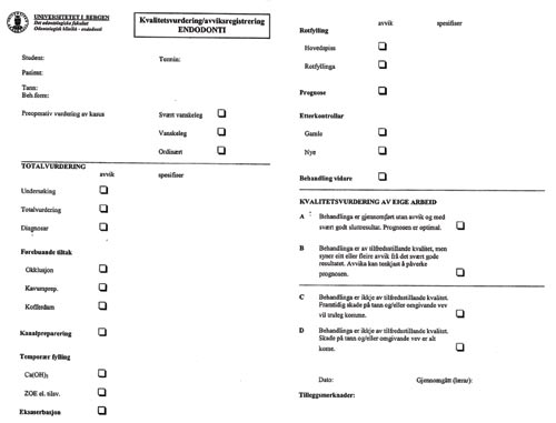 illustrasjon: Avviksregistrering i endodonti illustrert med 13 kasus fra en studentklinikk