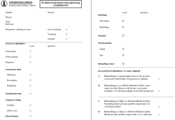 illustrasjon: Infeksjonsrelaterte endodontiske eksaserbasjoner – en studie basert på avviksregistrering